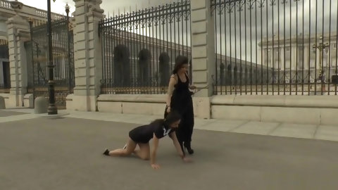 Hot Petite European Brunette Slave In Bar...