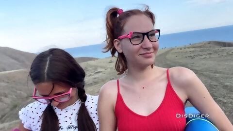 Two Pretty Slim Giggling Cuties Pleased...