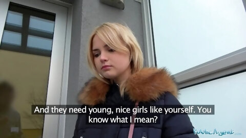 Public Agent Hot Blondes Gets A Mouthful...