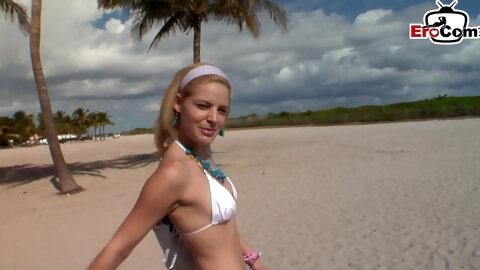 Skinny Student Teen Pick Up At The Beach...
