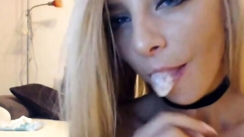 Blonde Petite Teen Sloppy Blowjob And...
