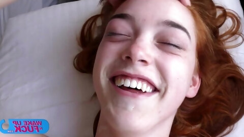 Slender Redhead Teen Fucked By 2 Horny...