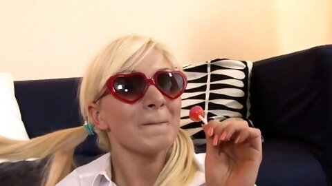 Cheerful Blonde Lea Gets Body Caressed Well