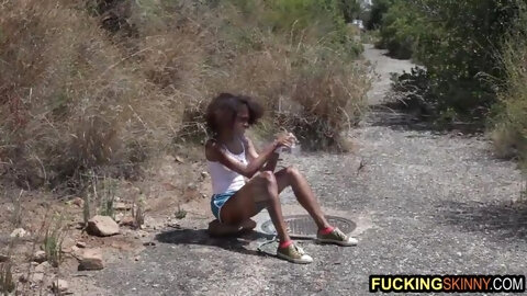 Chocolate Skinny Ebony Masturbates After...